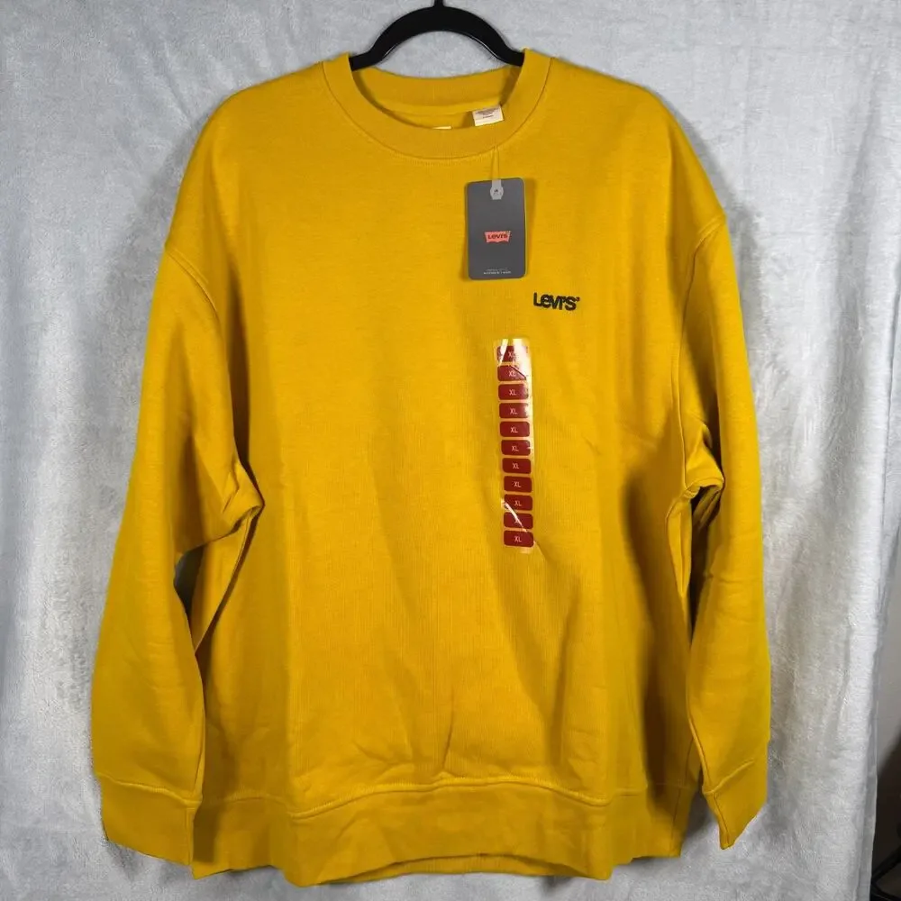 NWT Levi's Men's Crewneck Fleece Lined Sweatshirt Mustard Golden Yellow XL